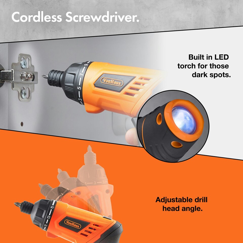 image 1 of VonHaus Cordless Hand Drill and Household 94 pcs Tool Kit