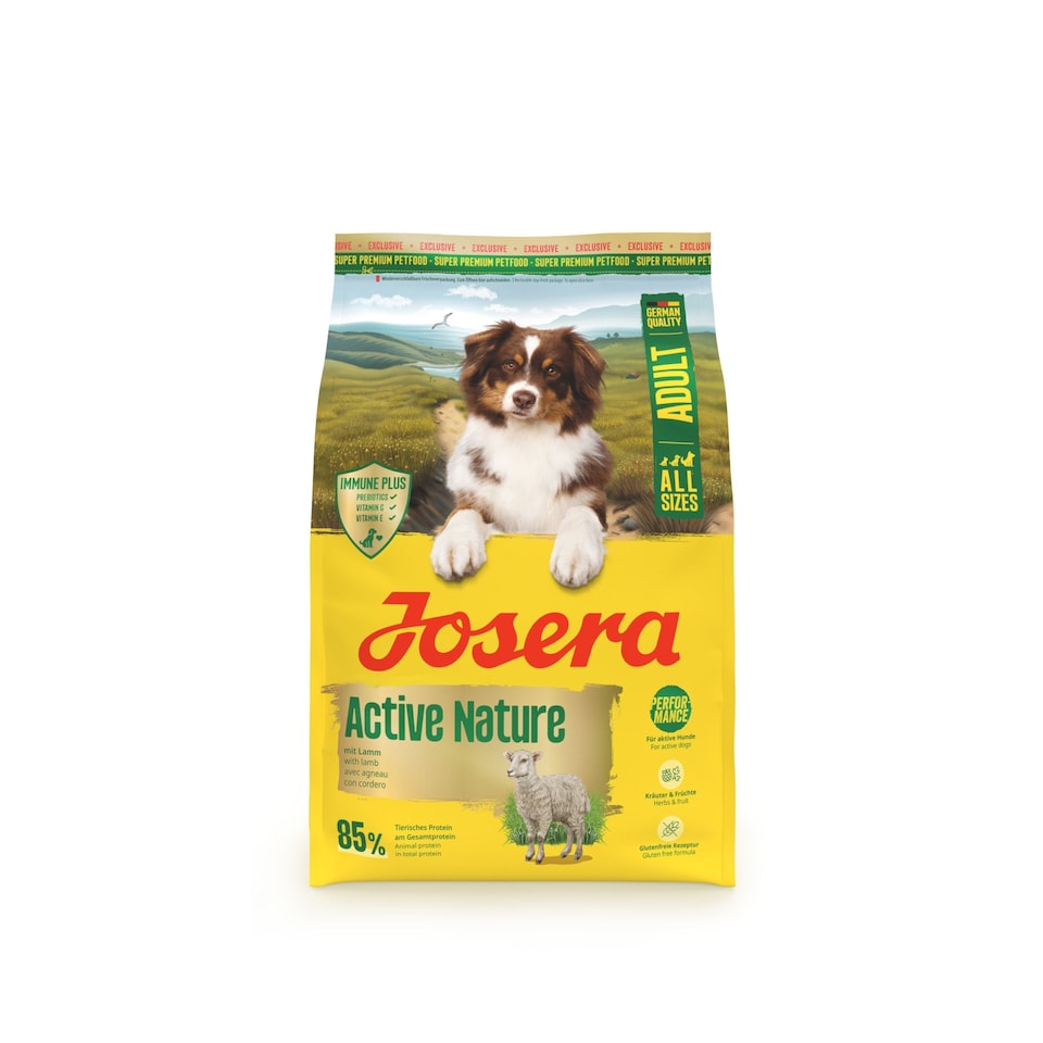 image 1 of Josera Active Nature complete dry dog food | Active dogs | All sizes | High meat | Gluten free | Herbs & fruits | Joint support | Immune Plus | 3kg