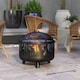 image 1 of Outsunny Metal Firepit Bowl Outdoor 2-In-1 Round Fire Pit with Lid, Grill, Poker, Handles for Garden, Camping, BBQ, Bonfire, Wood Burning Stove, 61.5 x 61.5 x 52cm, Black