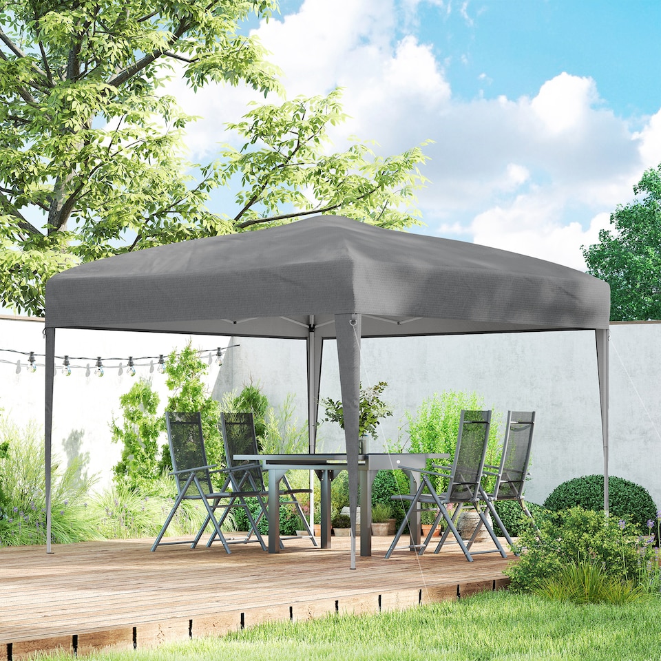image 1 of Outsunny 3 x 3M Garden Pop Up Gazebo Height Adjustable Marquee Party Tent Wedding Canopy with Carrying Bag, Grey