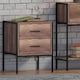 image 1 of FWStyle Loft Industrial 2 Drawer Bedside Table Wood Effect Black Metal Frame