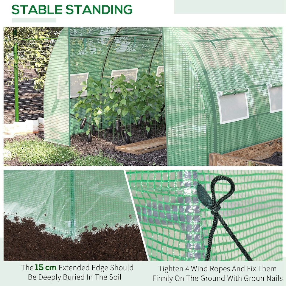 image 1 of Outsunny 3 x 3 x 2 m Polytunnel Greenhouse Pollytunnel Tent Steel Frame Green