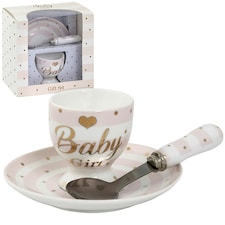 Lesser Pavey Mad Dots Baby Egg Cup/Plate Gift Set - Baby Girl Pink - One Size