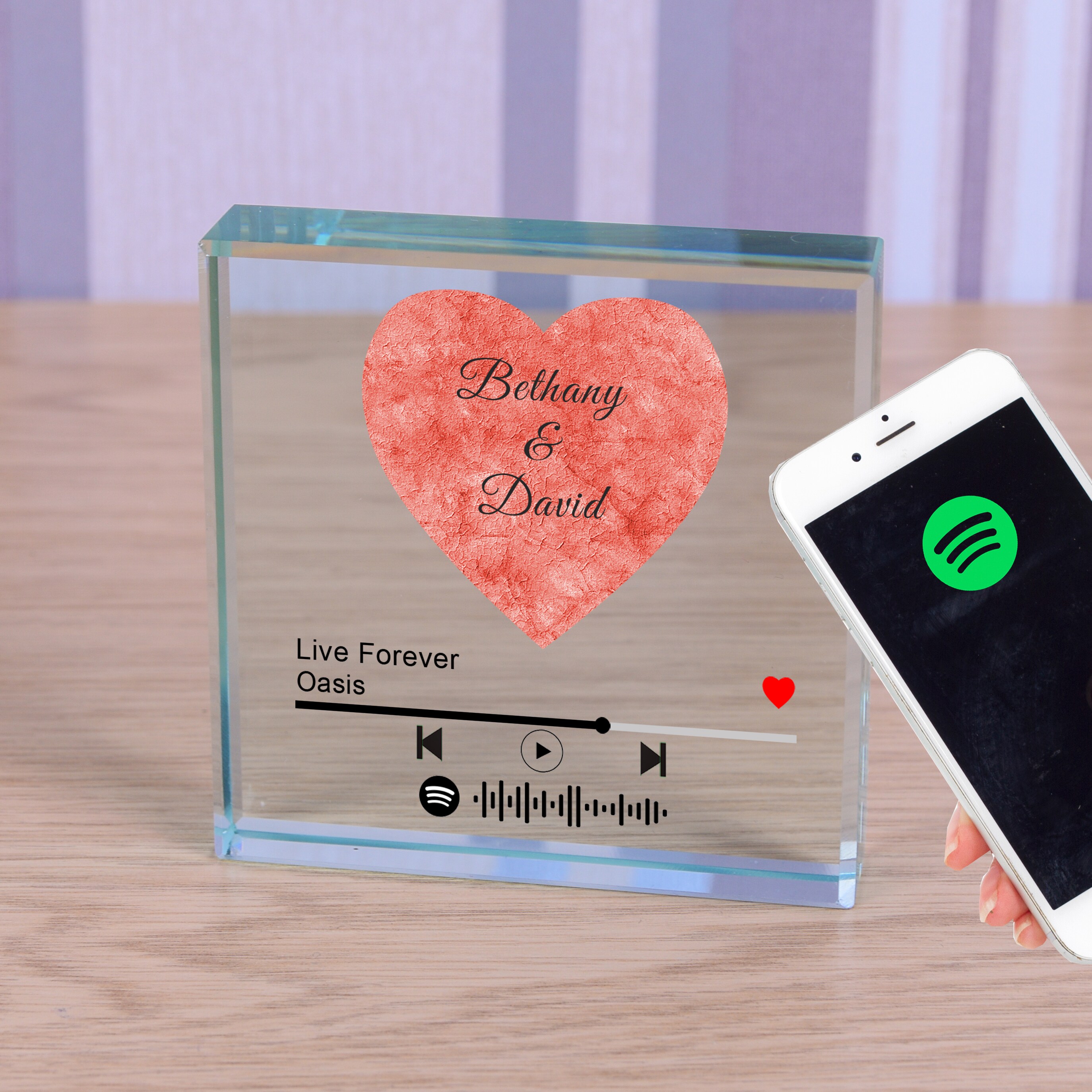 Uniqueful Personalised Our Song Glass Token Anniversary Gift for Couple in Clear