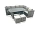 image 2 of Fimous Outdoor Lounge Rattan Corner Sofa Set 6 Seater Garden Furniture with Small FootStools