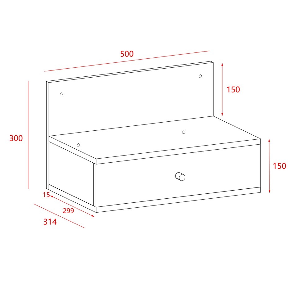 image 1 of Pair of Kelly Wall-Mounted Bedside Cabinets with Drawer - Modern Floating Bedside Tables | Brown | Oak Effect | One Size | 2