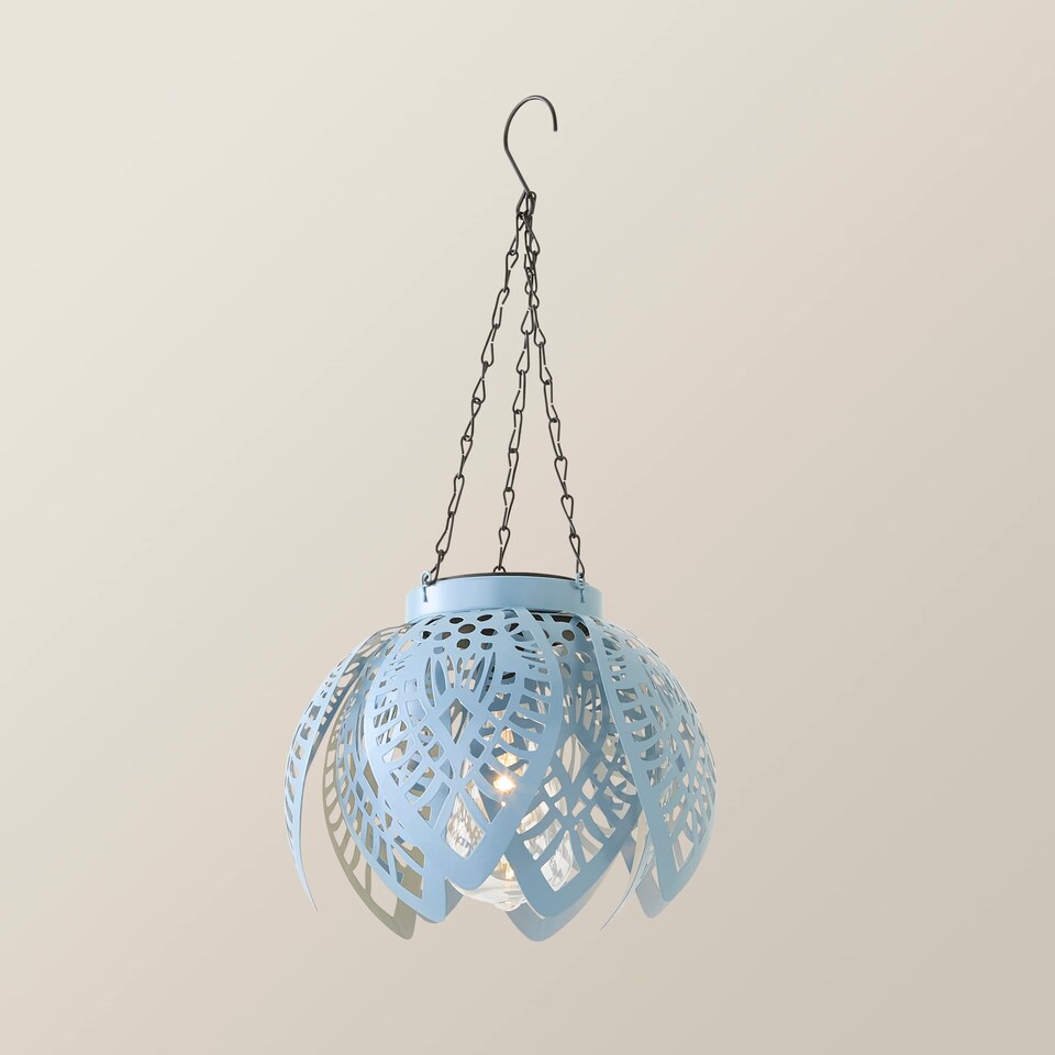 image 1 of ValueLights Artichoke Powder Blue Hanging Solar Light | Blue