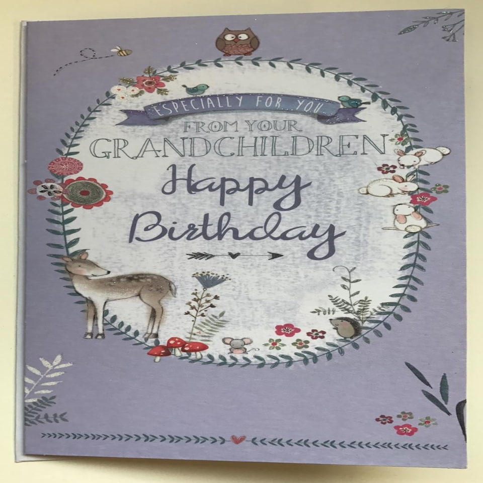 image 1 of From Your Grandchildren Traditional Happy Birthday Slim Card Wishing Well