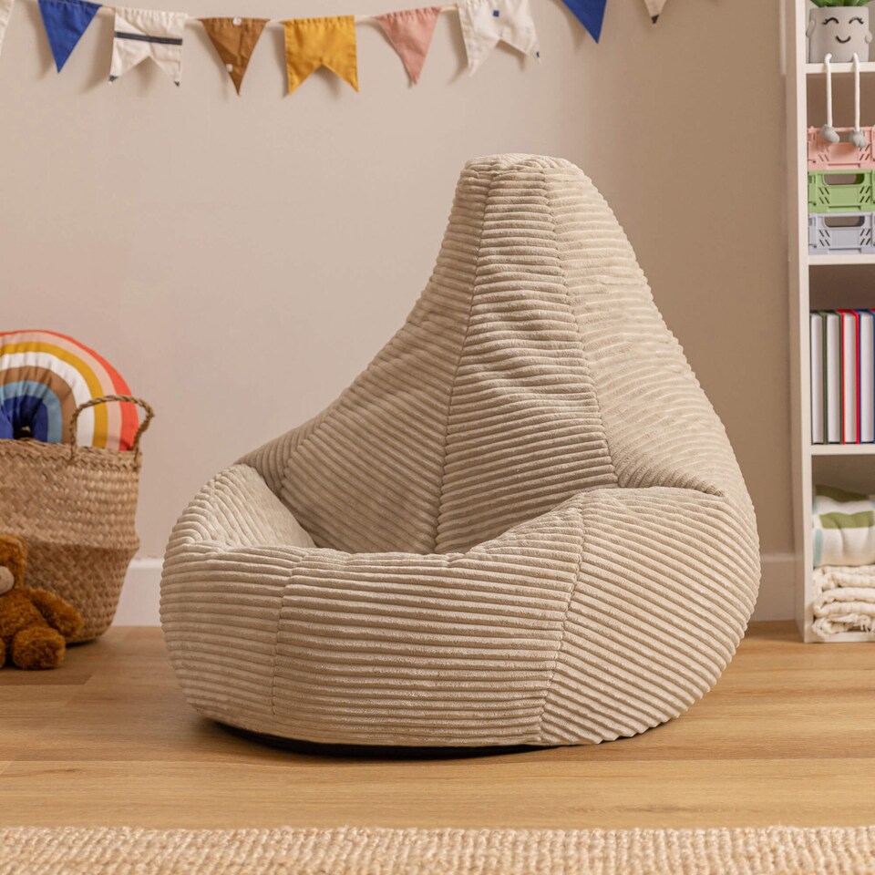 image 1 of Dalton Kids Beanbag Corduroy Natural Beige Set of 2 | Cream | Beige | M | 2