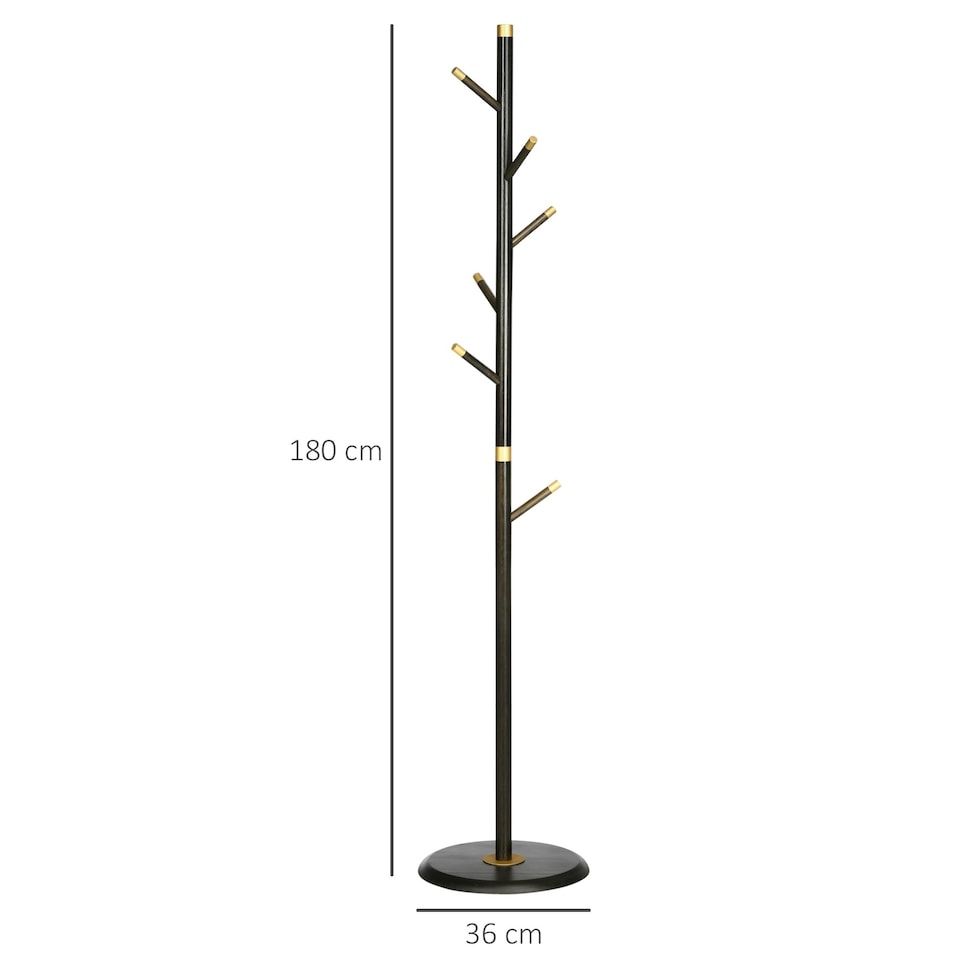 image 1 of HOMCOM Coat Rack Bamboo Coat Stand with Round Base for Handbags