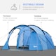 image 4 of Outsunny 3 Man 2 Room Tent Camping Tent With Living Area Air Vents Blue