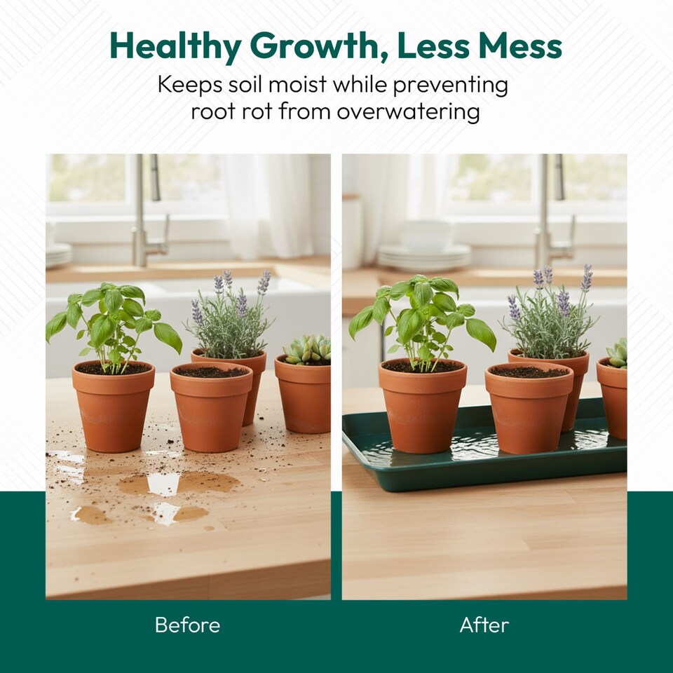 image 1 of 35cm Mini Windowsill Plant Tray Plastic Drip Tray for Indoor Outdoor Plant Pots Pack of 1