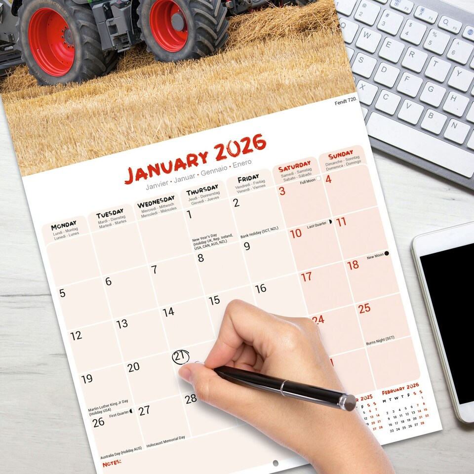 image 1 of Tractors 2026 Calendar | Square Wall Calendar | Transport, Farm Gift | Plastic Free Packaging | by Avonside Publishing