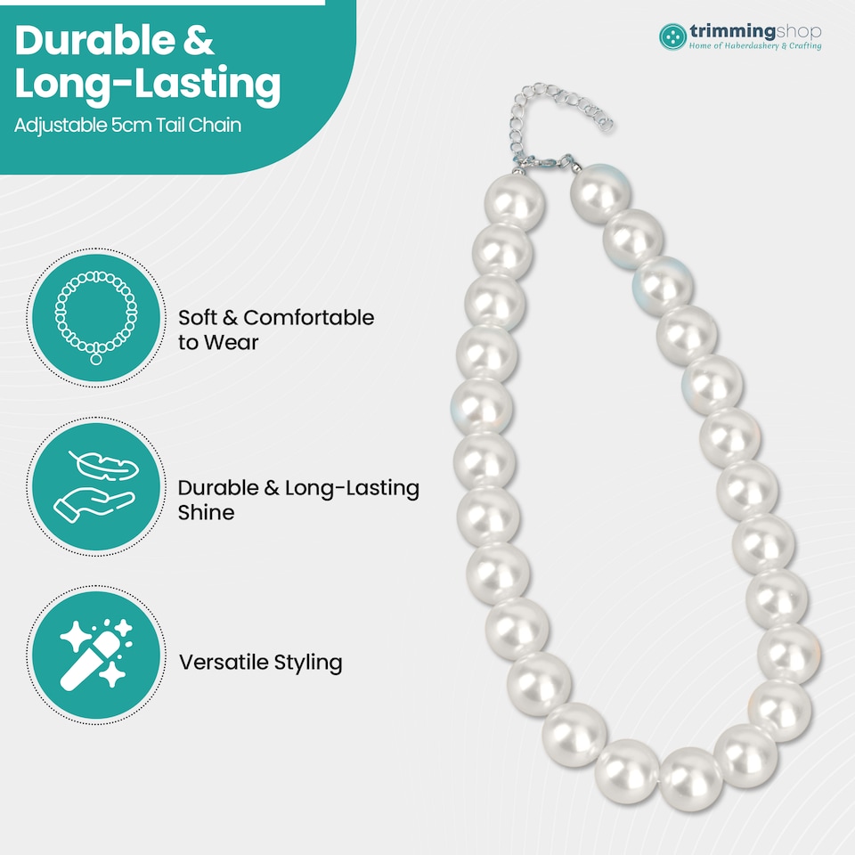 image 1 of 18mm White Faux Pearl Choker Necklace for Women