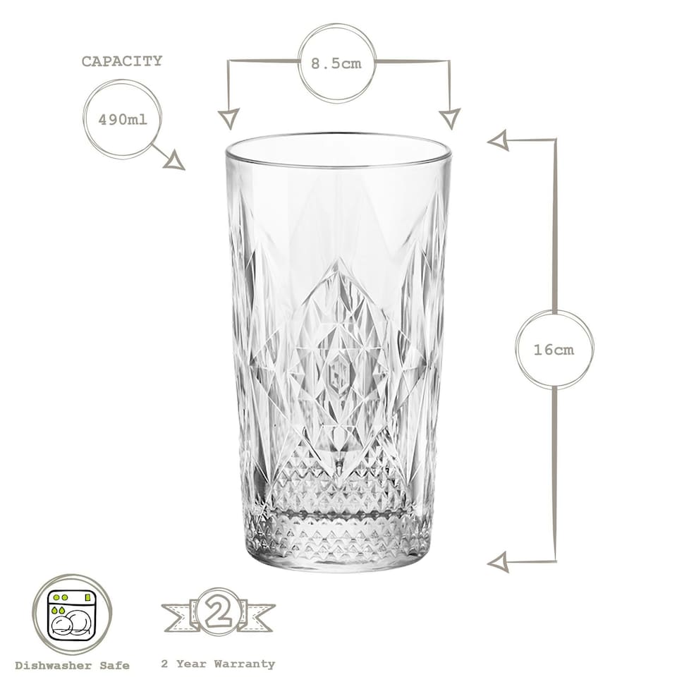 image 1 of Bormioli Rocco Bartender Stone Highball Glasses - 490ml - Pack of 4 Clear