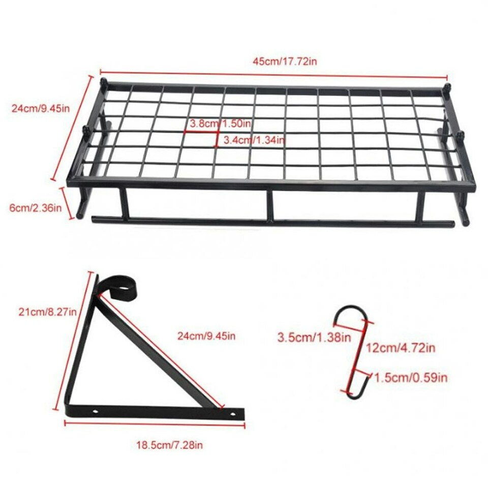 image 1 of Living and Home Kitchen Metal Shelves Pan & Pot Rack Storage Shelf with 10 Hooks Wall Mounted
