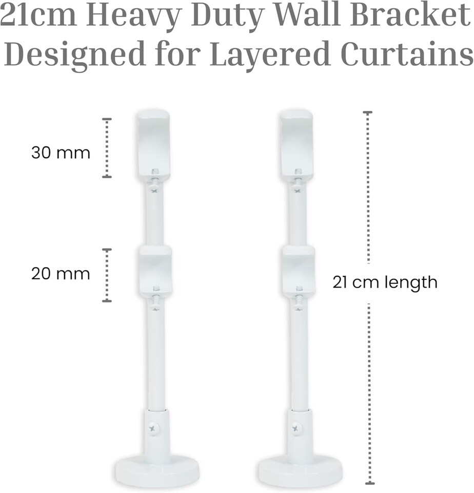 image 1 of Lister Cartwright Double Curtain Extendable Pole Set with White Ball Finials- 19mm & 28mm Metal Poles(70- 120 cm)