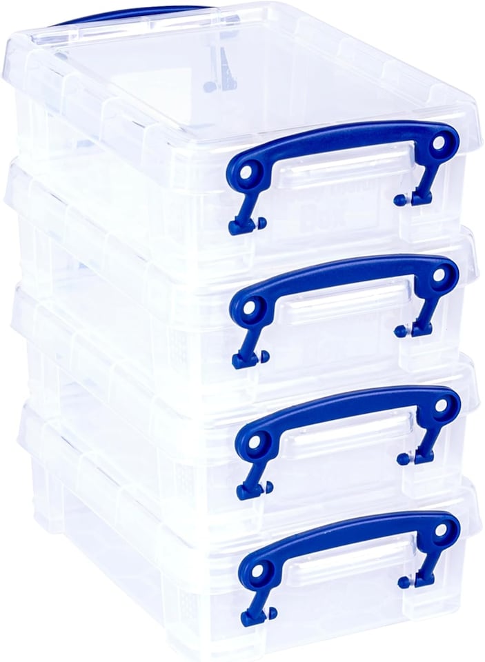 image 1 of Really Useful Plastic Storage Box 0.75 Litre CLEAR Pack of 4
