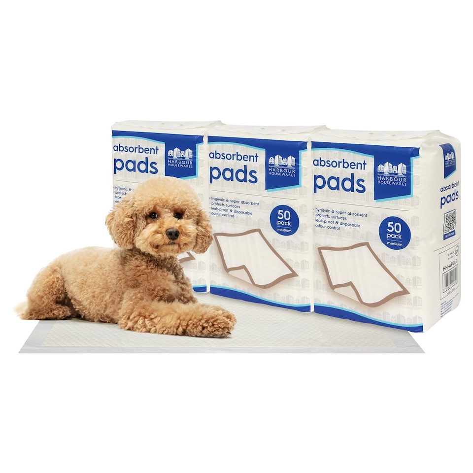 image 1 of Harbour Housewares 150x Disposable Puppy Training Pads - 45 x 60cm - Absorbent Puppy Training Pads Leak-Proof Pee Pads