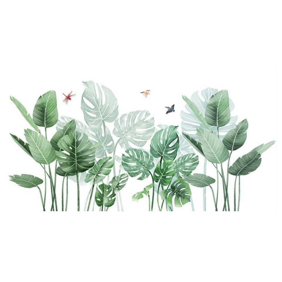 image 1 of Living and Home Tropical Rainforest Greenery Plants Wall Sticker | Green