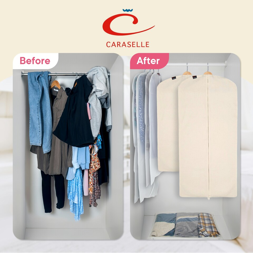 image 1 of Deluxe 100% Natural Zipped Cotton Suit Cover (Approx. 99 x 60cms) Cream