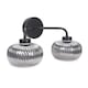 image 4 of ValueLights Amaia Matte Black IP44 Rated 2 Way Smoked Ribbed Glass Wall Light with LED Bulbs