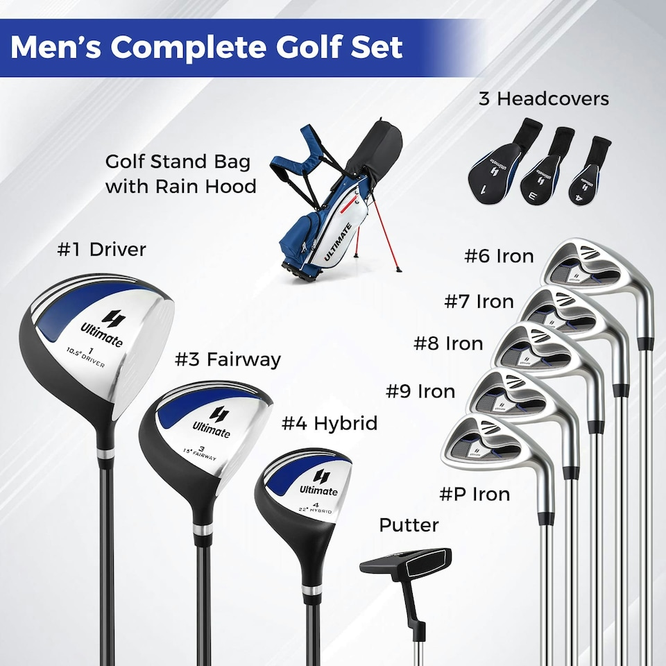 image 1 of COSTWAY Men's Complete Golf Clubs Package Set 10 Pieces Blue