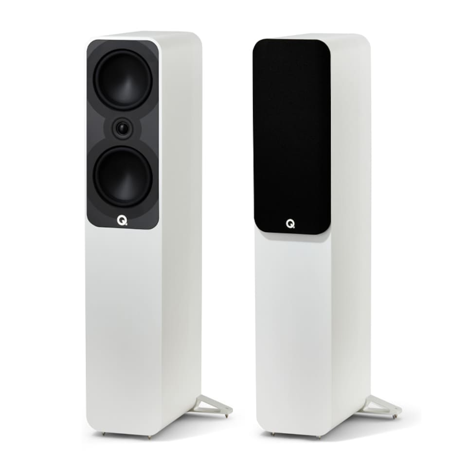 image 1 of Q Acoustics 5050 Floorstanding Speakers - Satin White, Pair