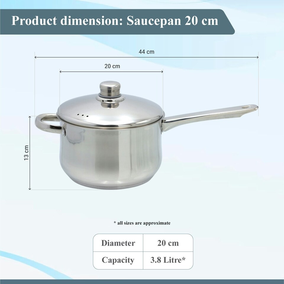 image 1 of Buckingham Deep Saucepan Stainless Steel 20 cm / 3.8 Litre Silver