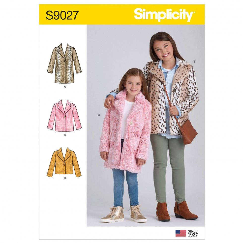 Simplicity 9027 Paper Sewing Pattern â Childrenâs & Teenagersâ Coats & Jackets, UK Sizes Hh (3â4â5â6), Intermediate