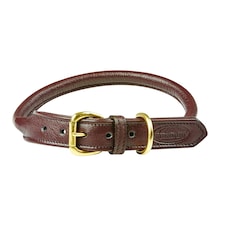 Weatherbeeta Rolled Leather Dog Collar - Brown - XS