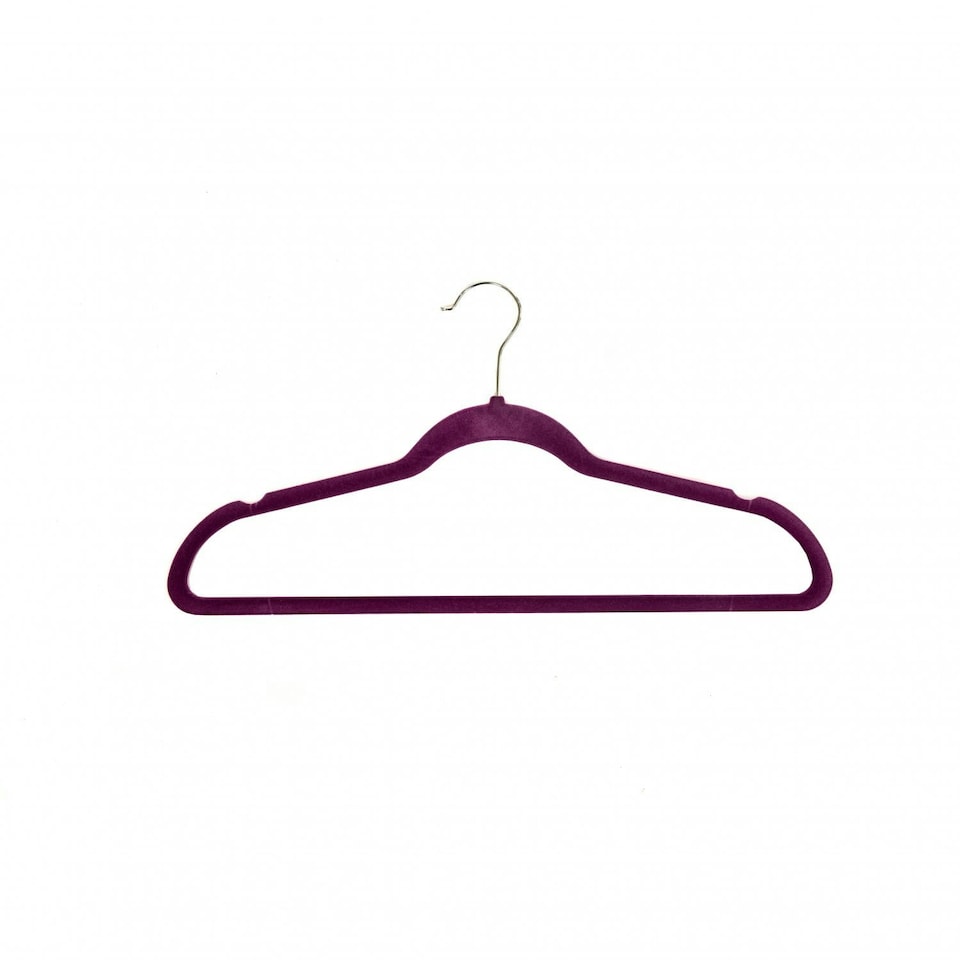 image 1 of Oypla Pack of 20 Purple Non-Slip Space Saving Velvet Clothes Garment Coat Suit Hangers