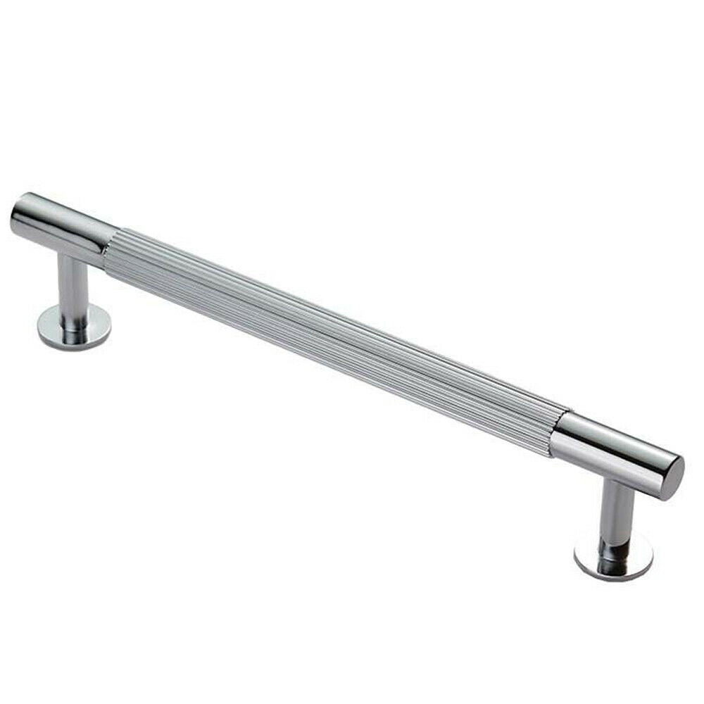 Loops Lined Bar Door Pull Handle - 190mm x 13mm - 160mm Centres - Polished Chrome