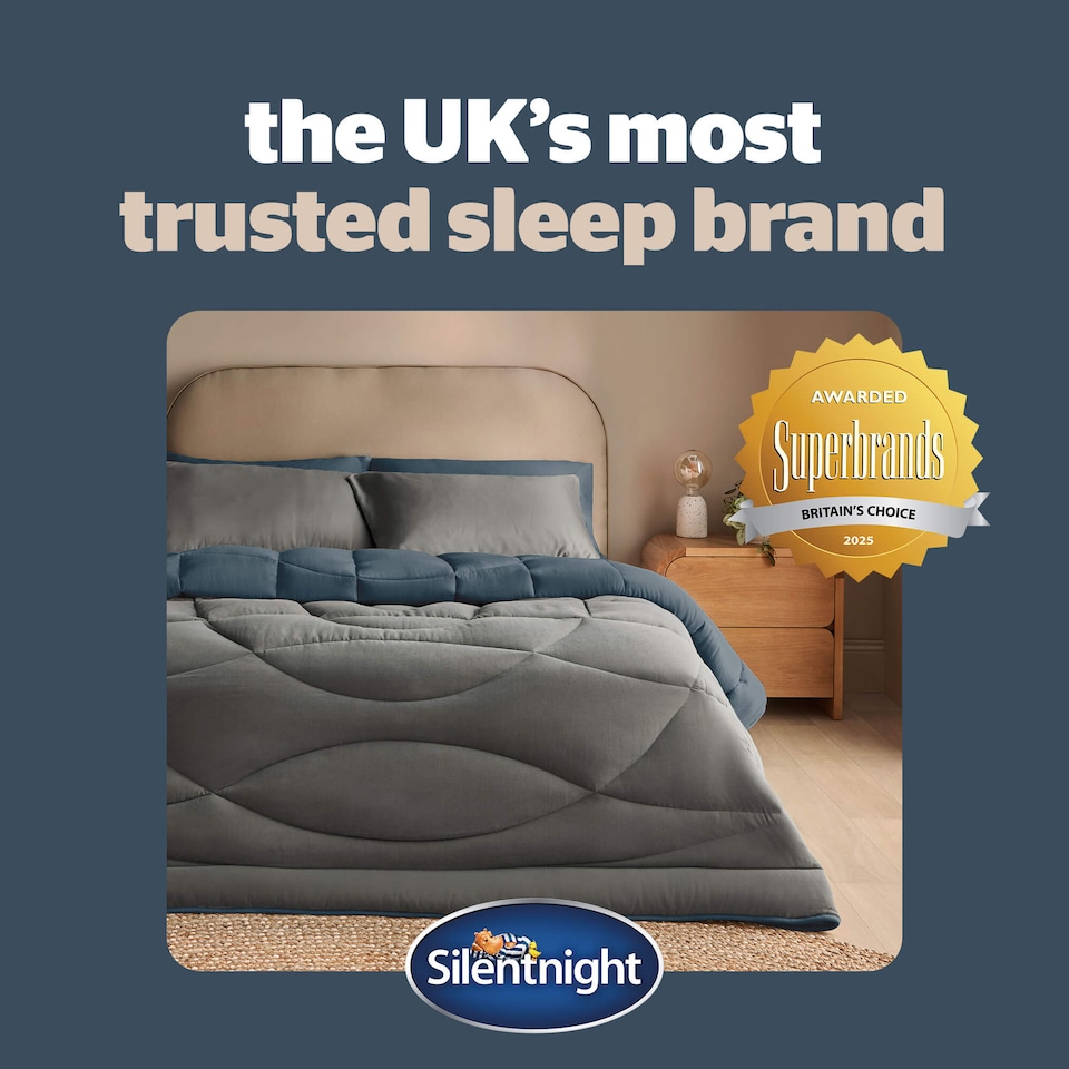 image 1 of Silentnight Coverless Duvet and Pillowcase Set, Washed Effect, Reversible - Blue Charcoal | Blue | Charcoal Reverse