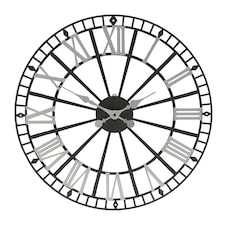 Hometime Retro Metal Skeleton Wall Clock 49cm Black | Silver
