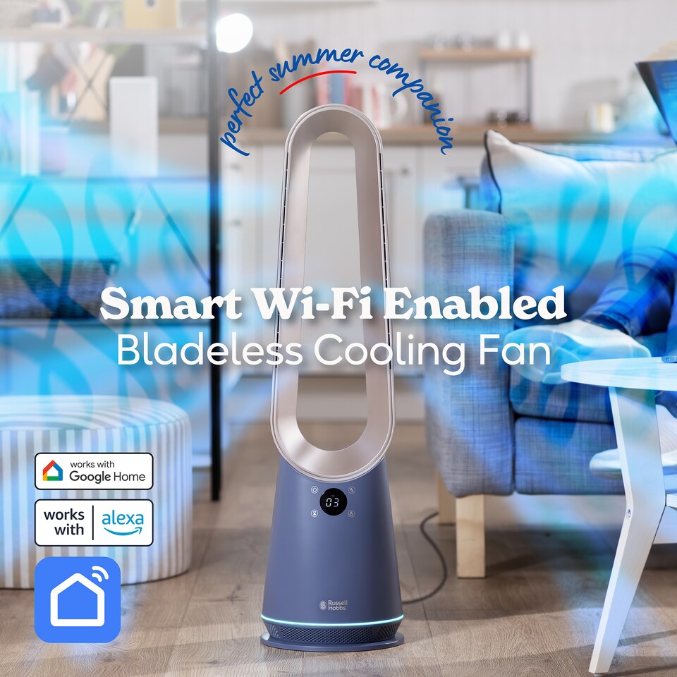 image 1 of Russell Hobbs Bladeless Cooling Fan with Smart Life App & Wifi Opulence RHBLDLC25BLSM