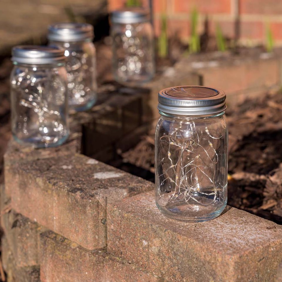 image 1 of ValueLights 2 Pack of Solar Powered Jars with Fairy Lights | Clear
