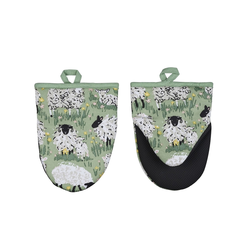 image 1 of Ulster Weavers Woolly Sheep Microwave Mitts - Pair Green
