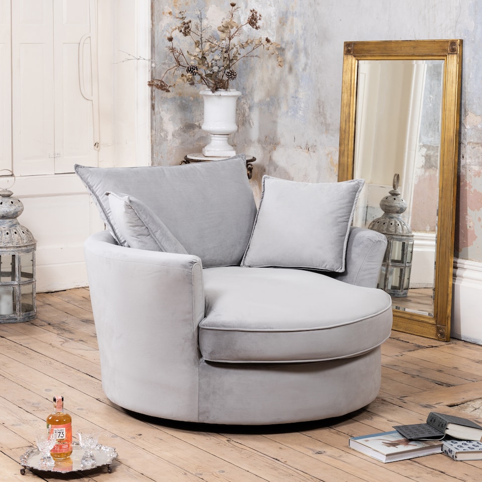 image 1 of Havana Velvet Swivel Base Cuddle Chair