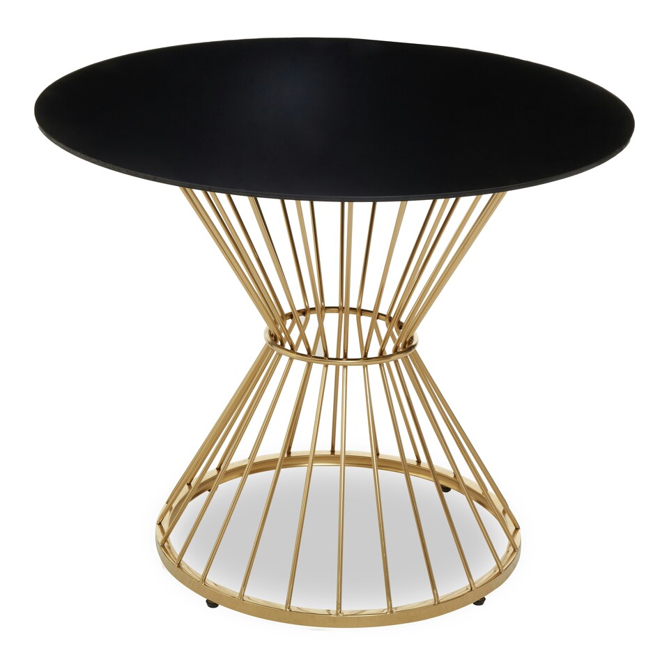 image 1 of Interiors By Premier Luxe Hourglass Dining Table with Black Glass And Gold Base,Stylish Lounge Table, Patio Table, Kitchen Table Gold