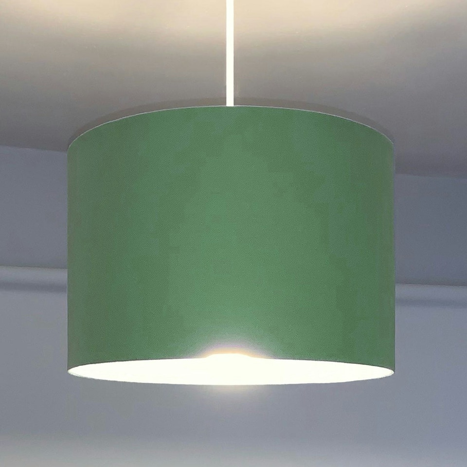 image 1 of CGC LUPO Luxury Green & Silver Inner Cotton Round Pendant Drum Lamp Shade Green