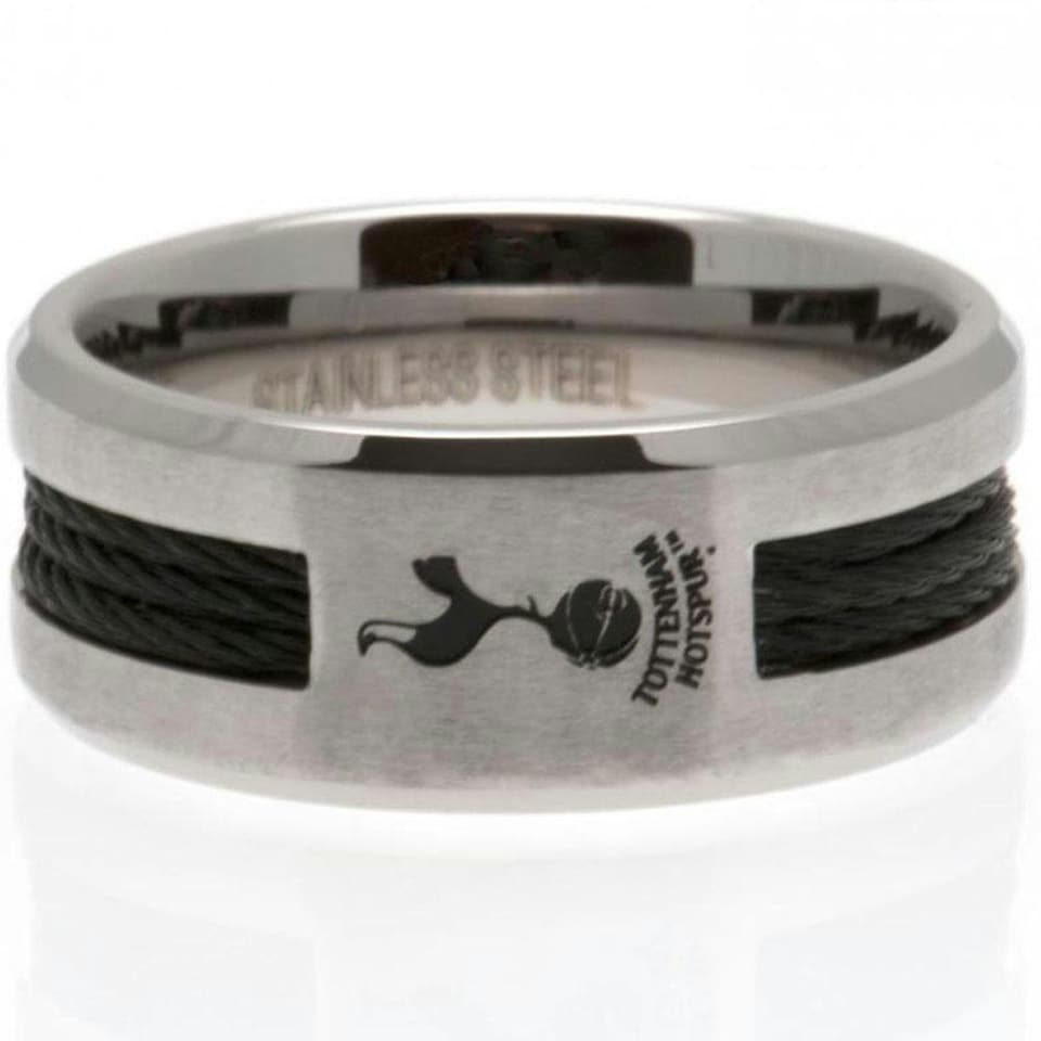 image 1 of Tottenham Hotspur FC Black Inlay Ring - Silver - Medium