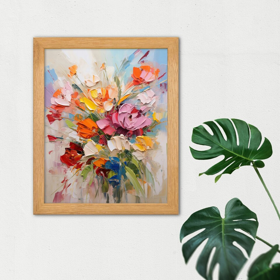 image 1 of Wildflower Explosion Bright Floral Wood Framed Wall Art Print