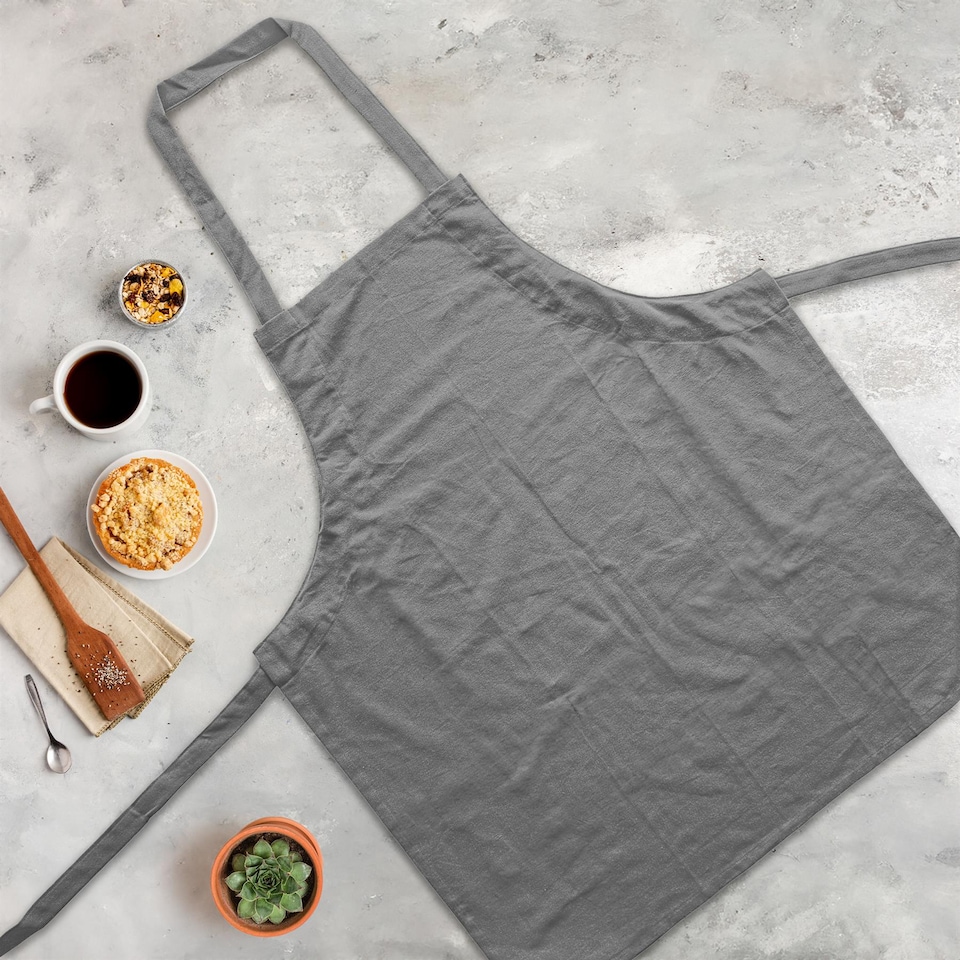 image 1 of Nicola Spring Cotton Kitchen Bib Aprons - One Size - Grey - Pack of 2