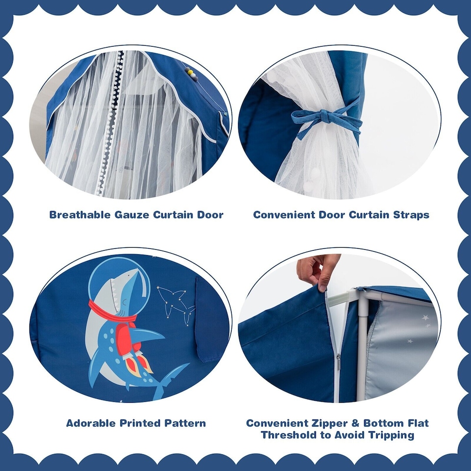 image 1 of COSTWAY Kids Play House Children Indoor Playhouse Castle Fairy Tent