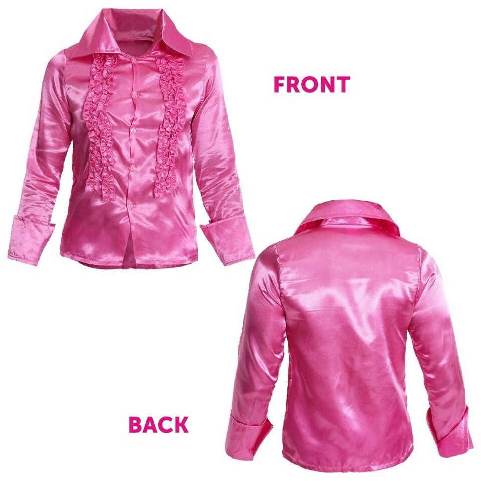 image 1 of Adults Pink Disco Shirt – 70s Fancy Dress Costume | Pink | S