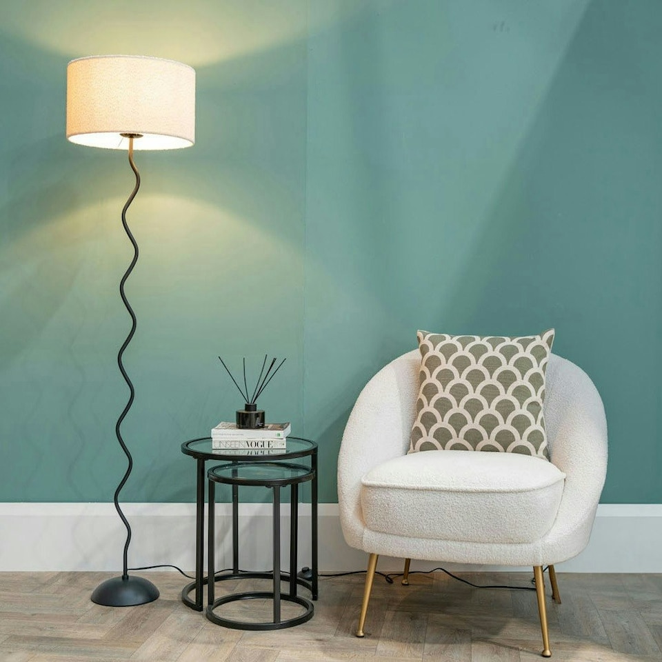image 1 of ValueLights Black Metal Wavy Single Stem Floor Lamp Base