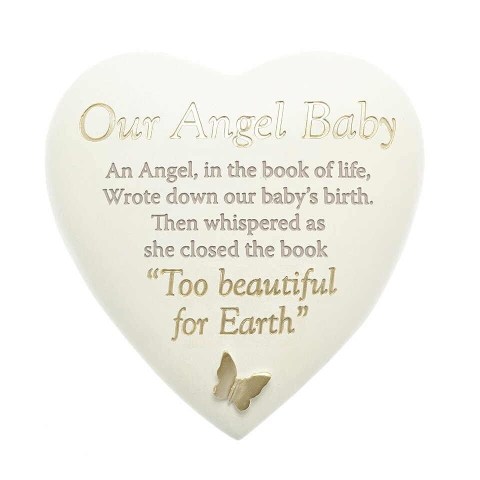 image 1 of Widdop Gifts Our Angel Baby Heart-Shaped Graveside Plaque