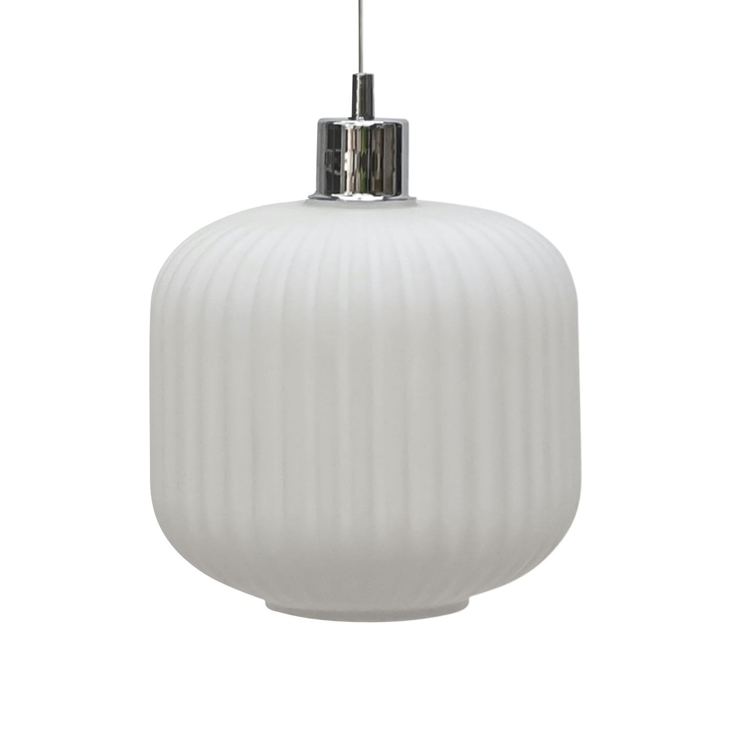 First Choice Lighting Bento - White Ribbed Glass Easy Fit Pendant Shade