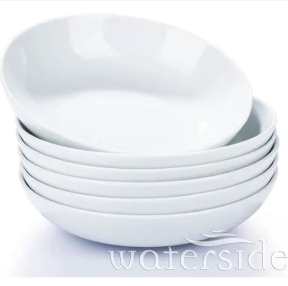 6pc White Pasta Bowl Set